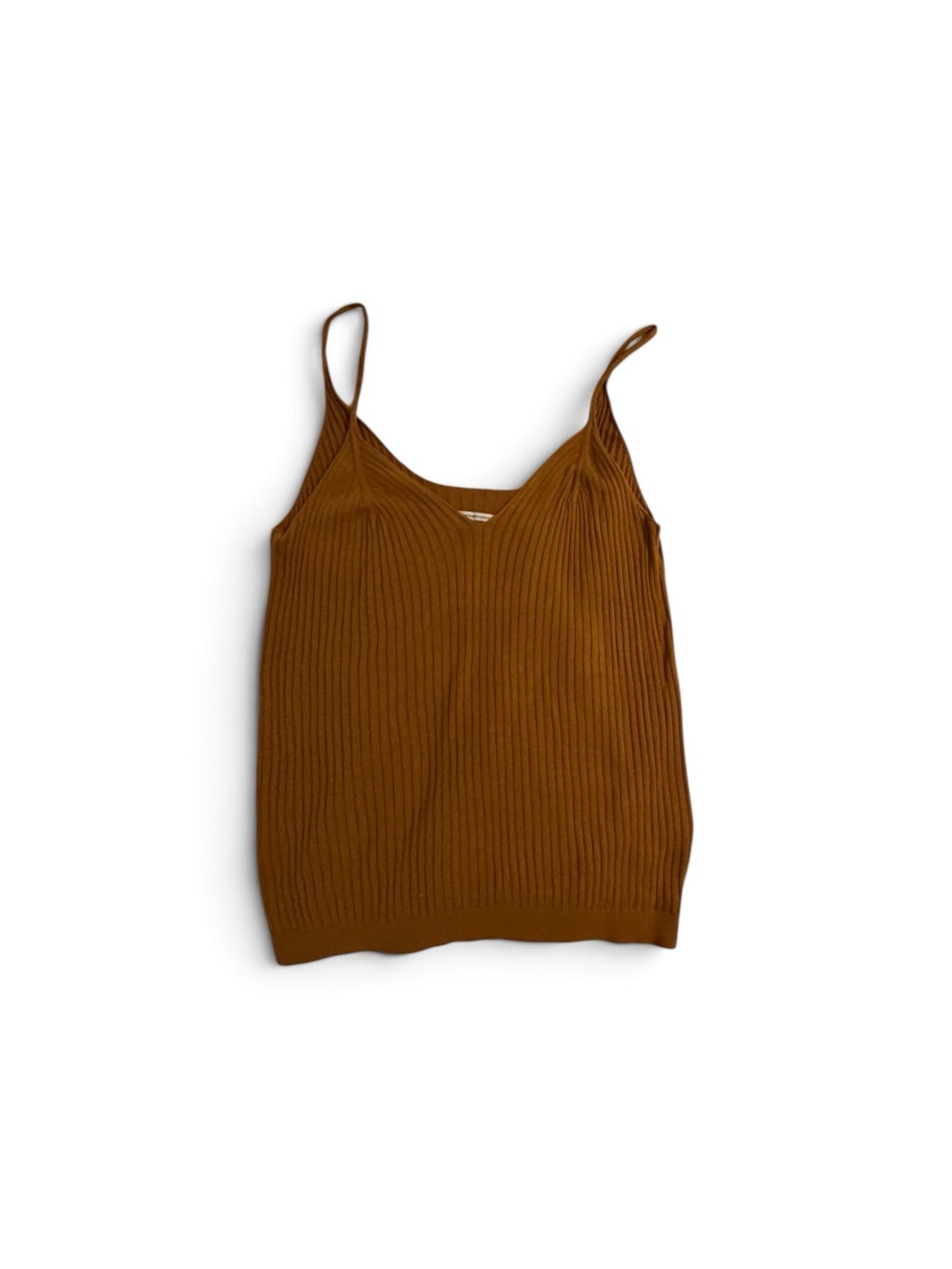 Anthropologie Shay Ribbed V-Neck Sweater Tank in Caramel